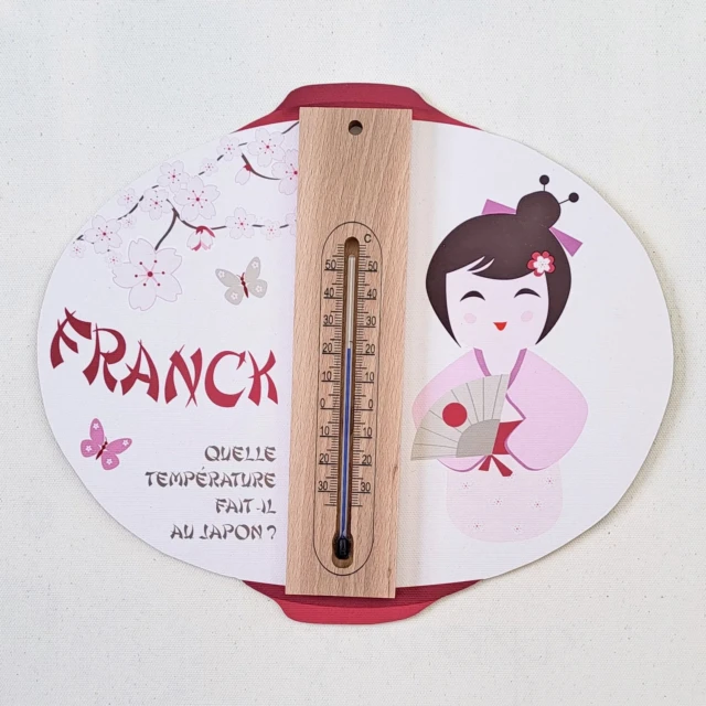 Atelier Baby’Sphère - Thermomètre fille personnalisé et sa poupée kokeshi