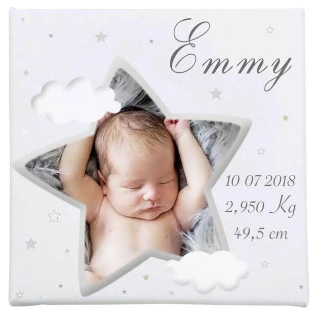 L’Atelier BABY’SPHERE - Personnalisez votre cadre photo naissance avec nuages et étoiles