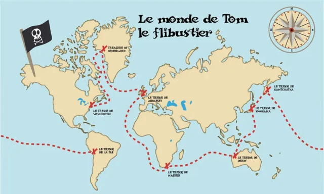 L’Atelier BABY’SPHERE - Carte aux trésors de pirates personnalisable au prénom
