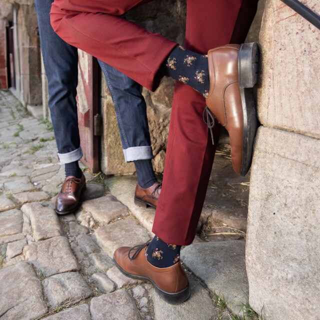 Maison Broussaud - Les Cavaliers - chaussettes homme - coton marine – 43/46 / Marine