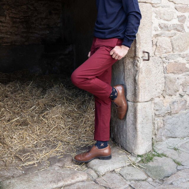 Maison Broussaud - Les Cavaliers - chaussettes homme - coton marine – 43/46 / Marine