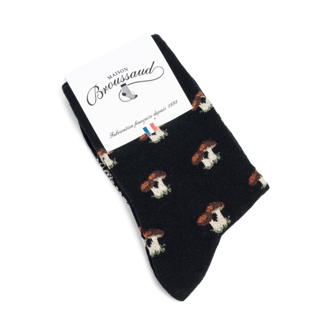 Maison Broussaud - Les Cèpes - chaussettes femme - laine noir – 39/41 / NOIR