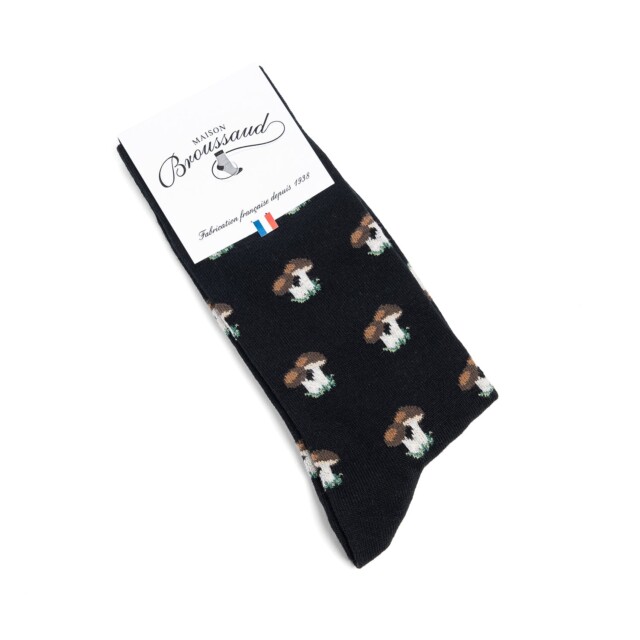 Maison Broussaud - Les Cèpes - chaussettes homme - laine noir – 43/46 / NOIR