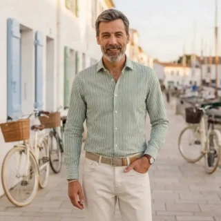 PALÂBA - Chemise à rayures vertes homme | Look estival