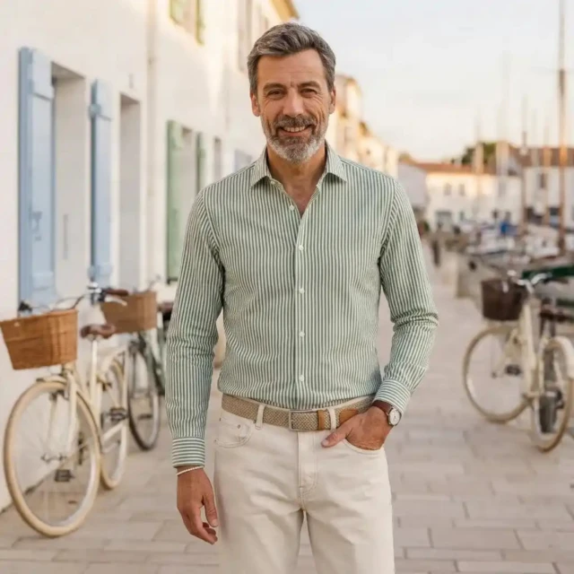 PALÂBA - Chemise à rayures vertes homme | Look estival