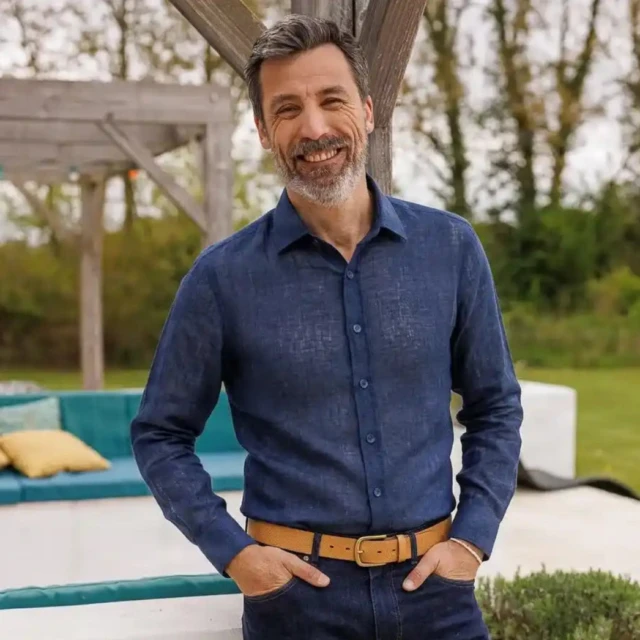 PALÂBA - Chemise lin bleu marine homme | Coupe ajustée