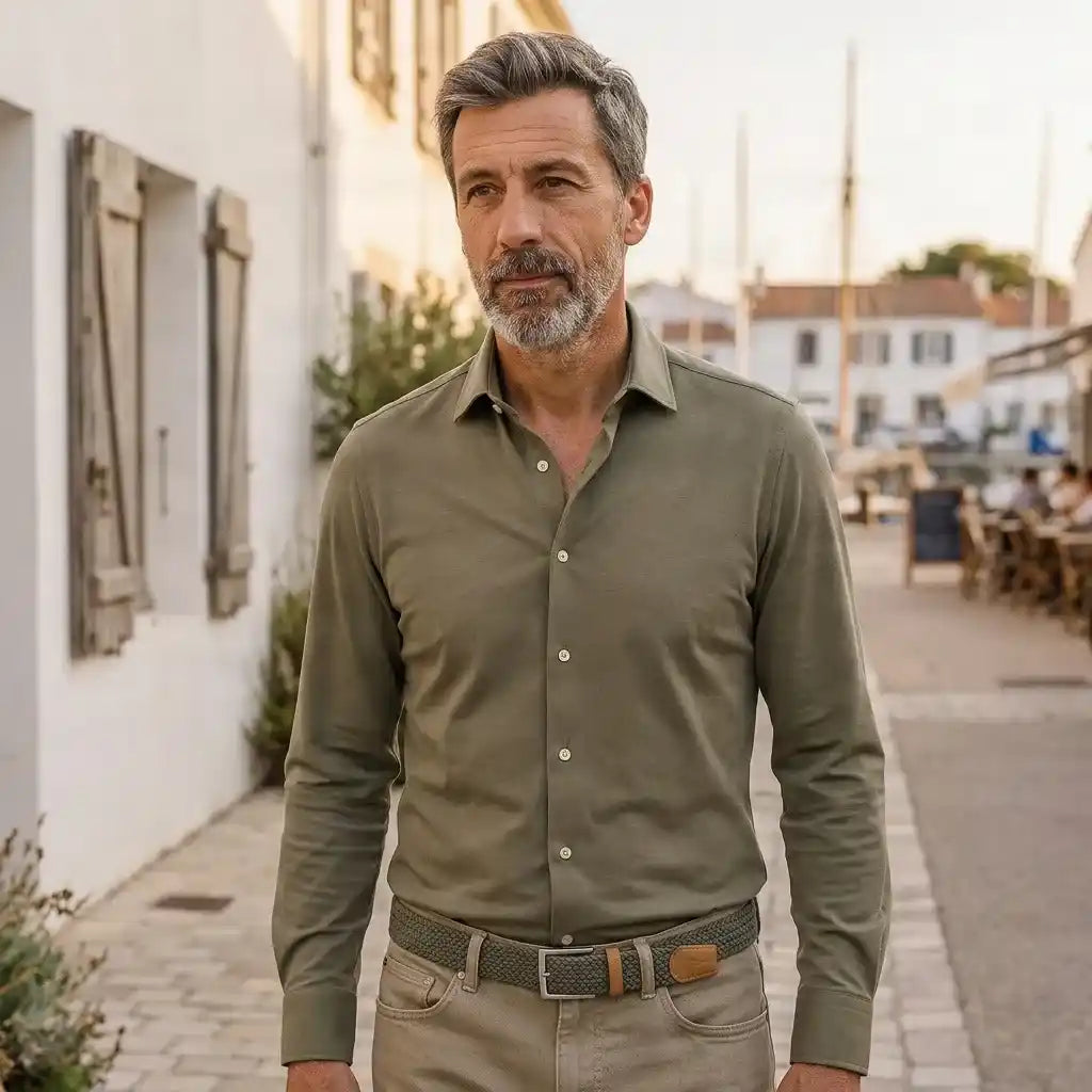 Chemise kaki en 75 percent coton organic 20 percent polyamide et 5 percent eslasthane image 11zon d12b0ba7 4687 4661 a4c8 3e490872c6d7 PALÂBA - Chemise popeline 100% coton col standard Kaki – 3XL