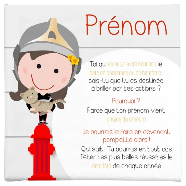 Atelier Baby’Sphère - Cadre prénom personnalisé – La future pompiette héroïque