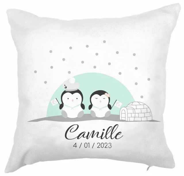 L’Atelier BABY’SPHERE - Coussin naissance personnalisé – Collection Banquise  ❄️