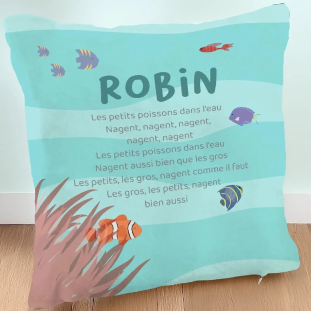 L’Atelier BABY’SPHERE - Coussin prénom chanson enfantine les petits poissons