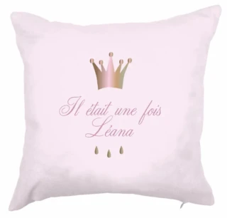 L’Atelier BABY’SPHERE - Coussin prénom rose de princesse “il était une fois…”