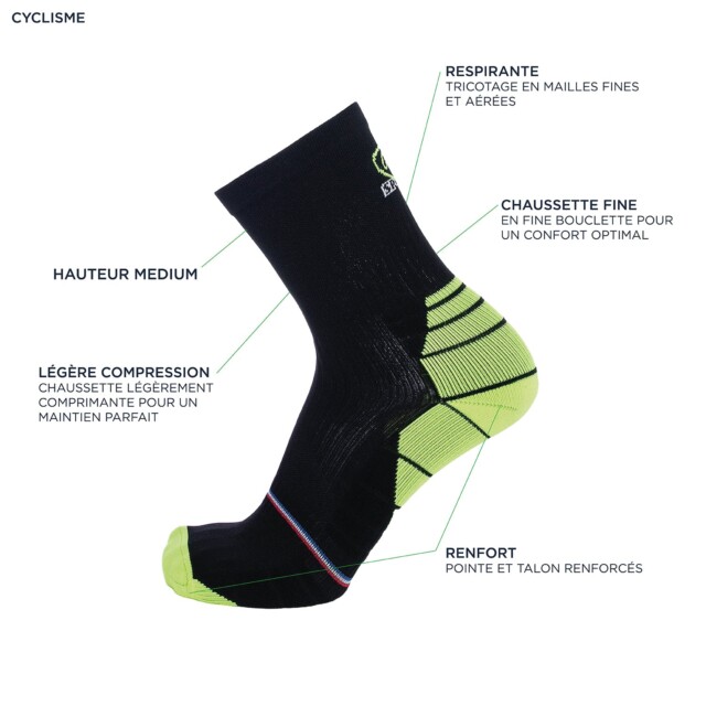 Maison Broussaud - Chaussettes cyclisme - Broussaud Sport - noir-gris – 43/46 / NOIR / GRIS