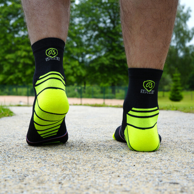 Maison Broussaud - Chaussettes running - Broussaud Sport - noir-jaune – 43/46 / NOIR / JAUNE