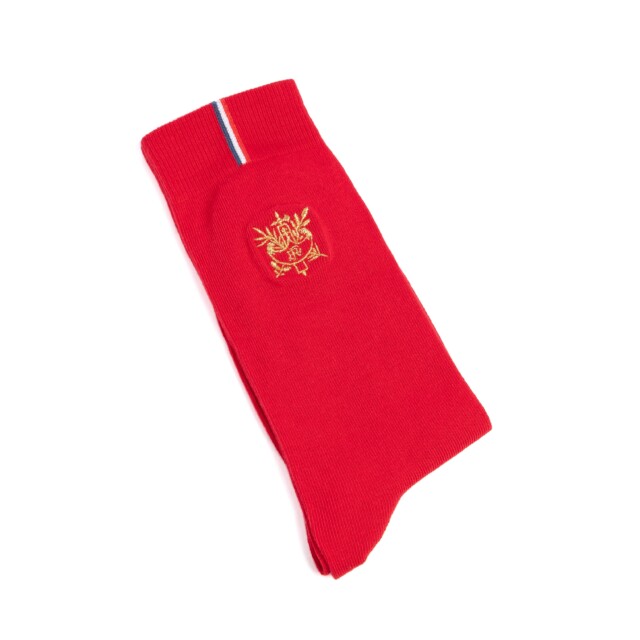 Maison Broussaud - Coffret duo broderie Elysée x Maison Broussaud - chaussettes homme - coton bleu et rouge – 43/46 / BLEU/ROUGE