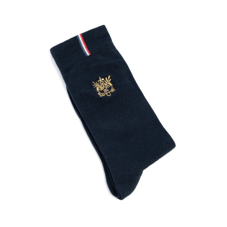 Maison Broussaud - Coffret duo broderie Elysée x Maison Broussaud - chaussettes homme - coton bleu et rouge – 43/46 / BLEU/ROUGE