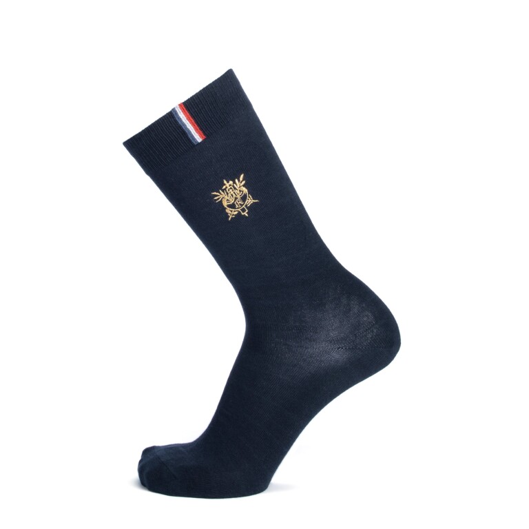 Maison Broussaud - Coffret duo broderie Elysée x Maison Broussaud - chaussettes homme - coton bleu et rouge – 43/46 / BLEU/ROUGE
