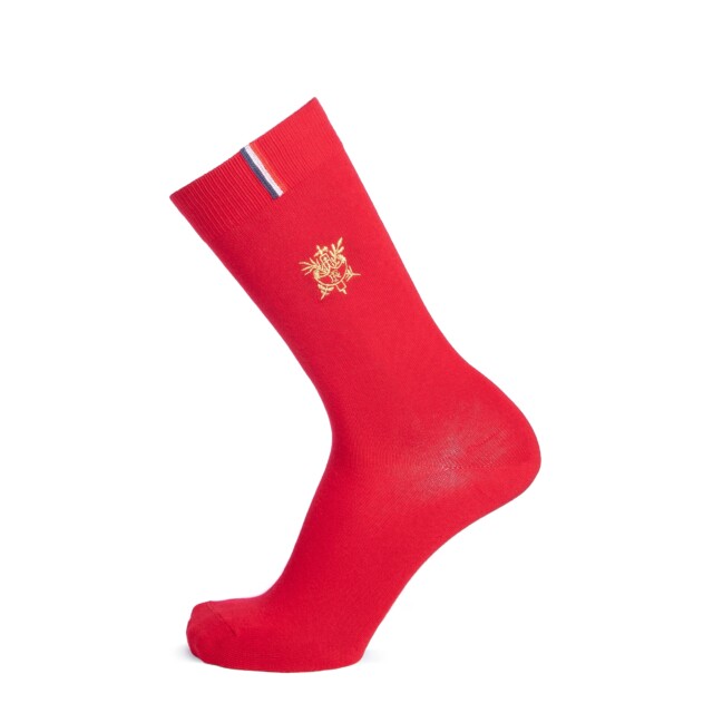 Maison Broussaud - Coffret duo broderie Elysée x Maison Broussaud - chaussettes homme - coton bleu et rouge – 43/46 / BLEU/ROUGE