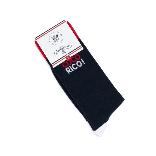 Maison Broussaud - Coffret Elysée x Maison Broussaud baguette cocorico - chaussettes homme - coton marine et rouge – 43/46 / MARINE/ROUGE
