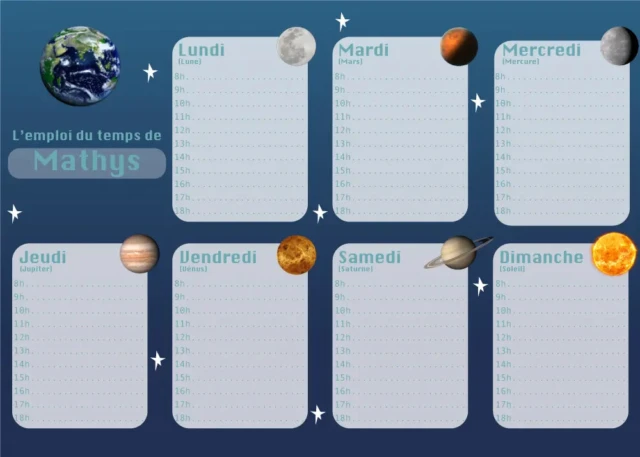 L’Atelier BABY’SPHERE - Emploi du temps personnalisable de l’espace