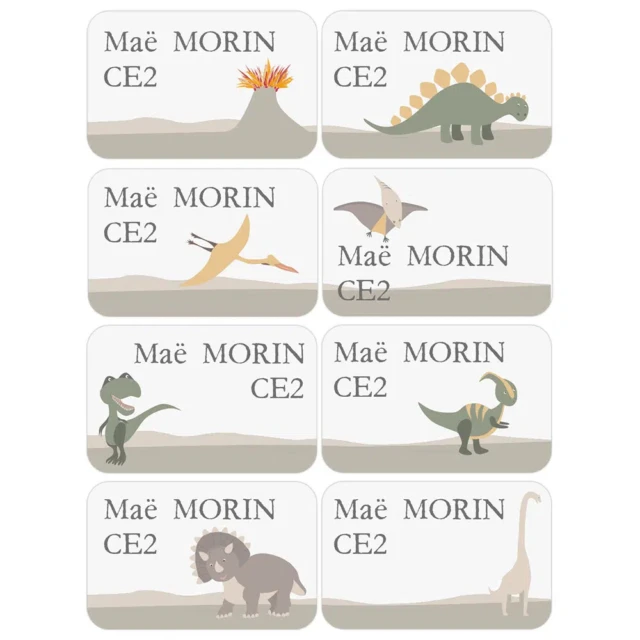 Atelier Baby’Sphère - Étiquettes prénom pour l’école – Thème dinosaures