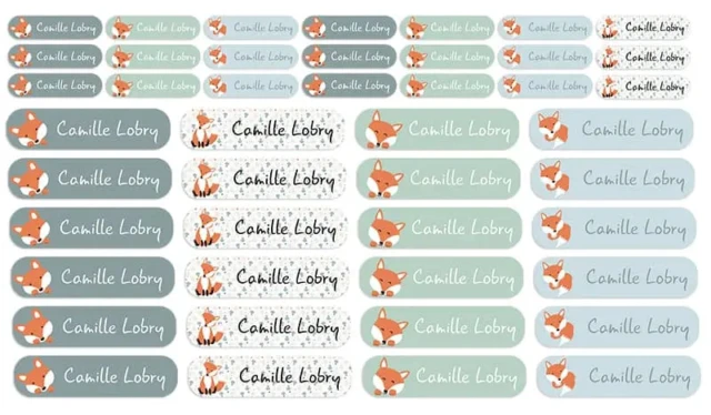 Atelier Baby’Sphère - Kit étiquettes personnalisées thème renard pour l'école