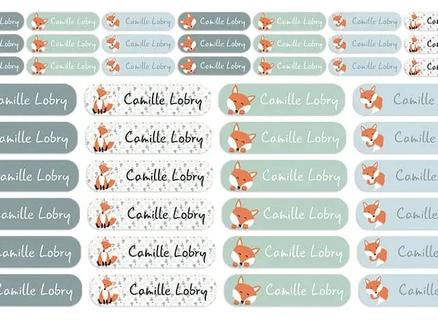 Atelier Baby’Sphère - Kit étiquettes personnalisées thème renard pour l'école