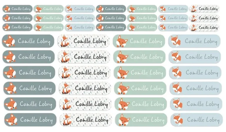Atelier Baby’Sphère - Kit étiquettes personnalisées thème renard pour l'école