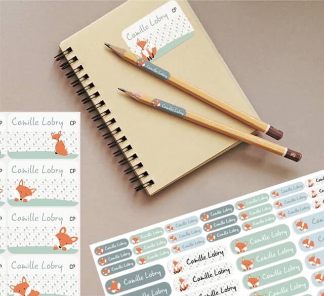 L’Atelier BABY’SPHERE - Kit étiquettes personnalisées thème renard pour l’école