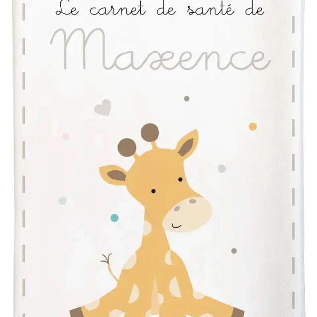 Atelier Baby’Sphère - Protège carnet de santé personnalisé avec bébé girafe