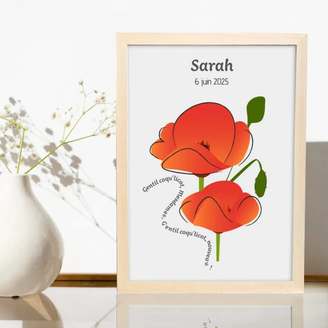 L’Atelier BABY’SPHERE - Affiche personnalisée pour chanter gentil coquelicot mesdames