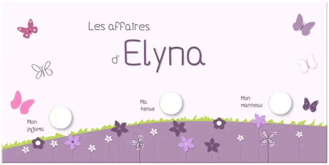 L’Atelier BABY’SPHERE - Grand portemanteau personnalisé fleurs et papillons