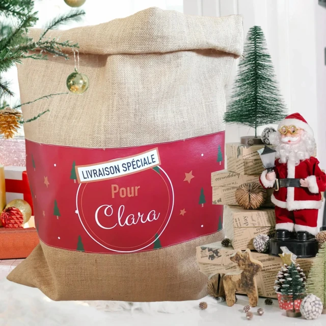 L’Atelier BABY’SPHERE - Grande hotte du père Noël personnalisable 65x90cm