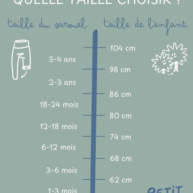 Petit Pote - Sarouel Minipom x Salicorne – 3-4 ans / MiniPom