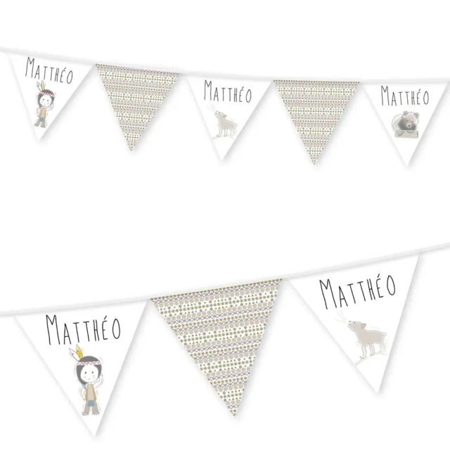 L’Atelier BABY’SPHERE - Guirlande enfant thème Petit Chef indien – 6 fanions
