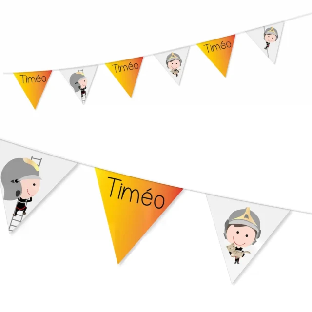 Atelier Baby’Sphère - Guirlande prénom pompier en action - 6 fanions