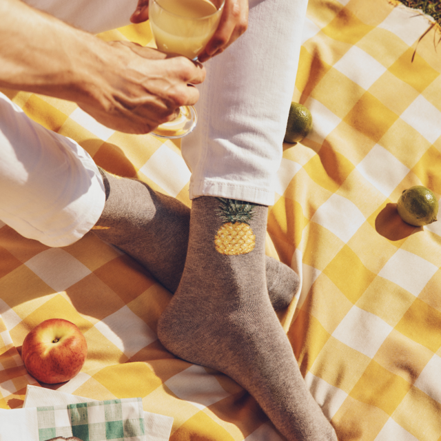 Maison Broussaud - L'ananas - chaussettes homme - coton gris – 43/46 / GRIS