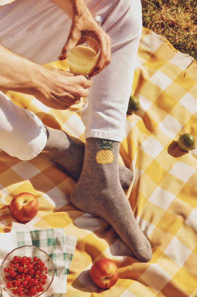 Maison Broussaud - L'ananas - chaussettes homme - coton gris – 43/46 / GRIS