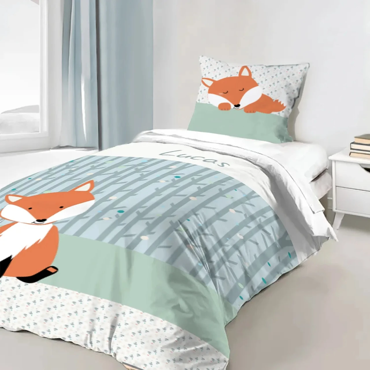 Housse de couette personnalisee renard Atelier Baby’Sphère - Housse de couette de Rod le petit renard