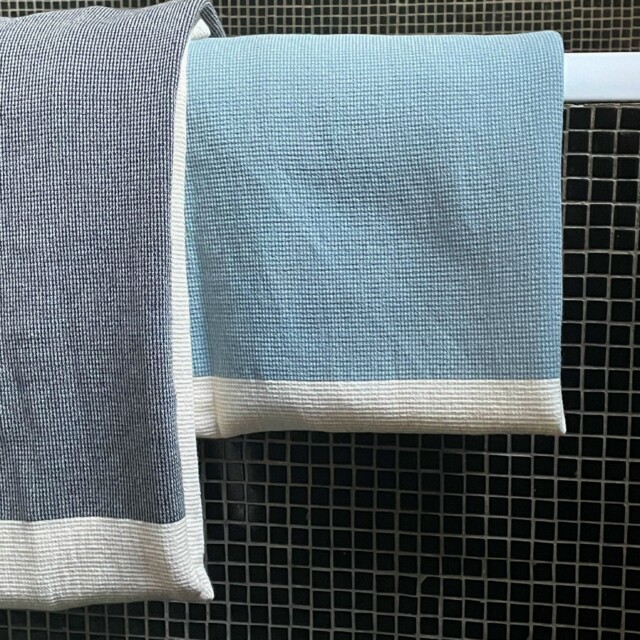 Aux Bains Français - Drap de Bain Bicolore – océan_