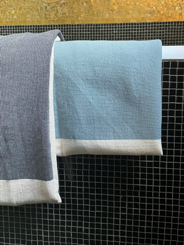 Aux Bains Français - Drap de Bain Bicolore – océan_