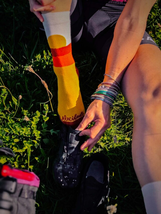 Atelier Velocidade - Chaussettes Velocidade X Gravel Birds – Écru/Jaune/Orange / 36-40