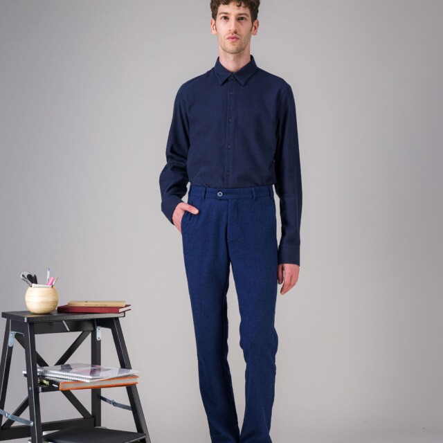 JAGVI. Rive Gauche - Pantalon city coton laine stretch bleu