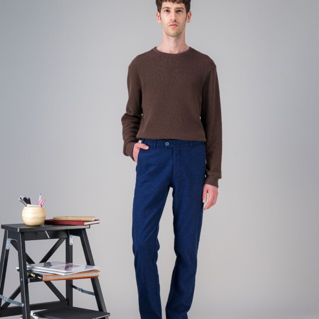 JAGVI. Rive Gauche - Pantalon city coton laine stretch bleu
