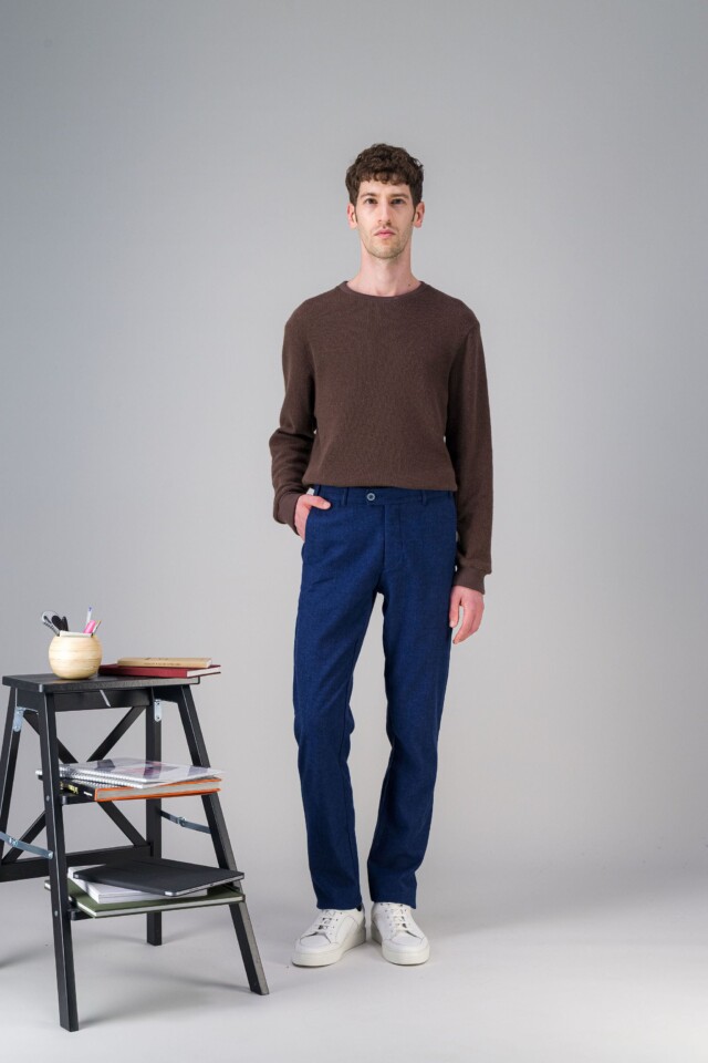 JAGVI. Rive Gauche - Pantalon city coton laine stretch bleu