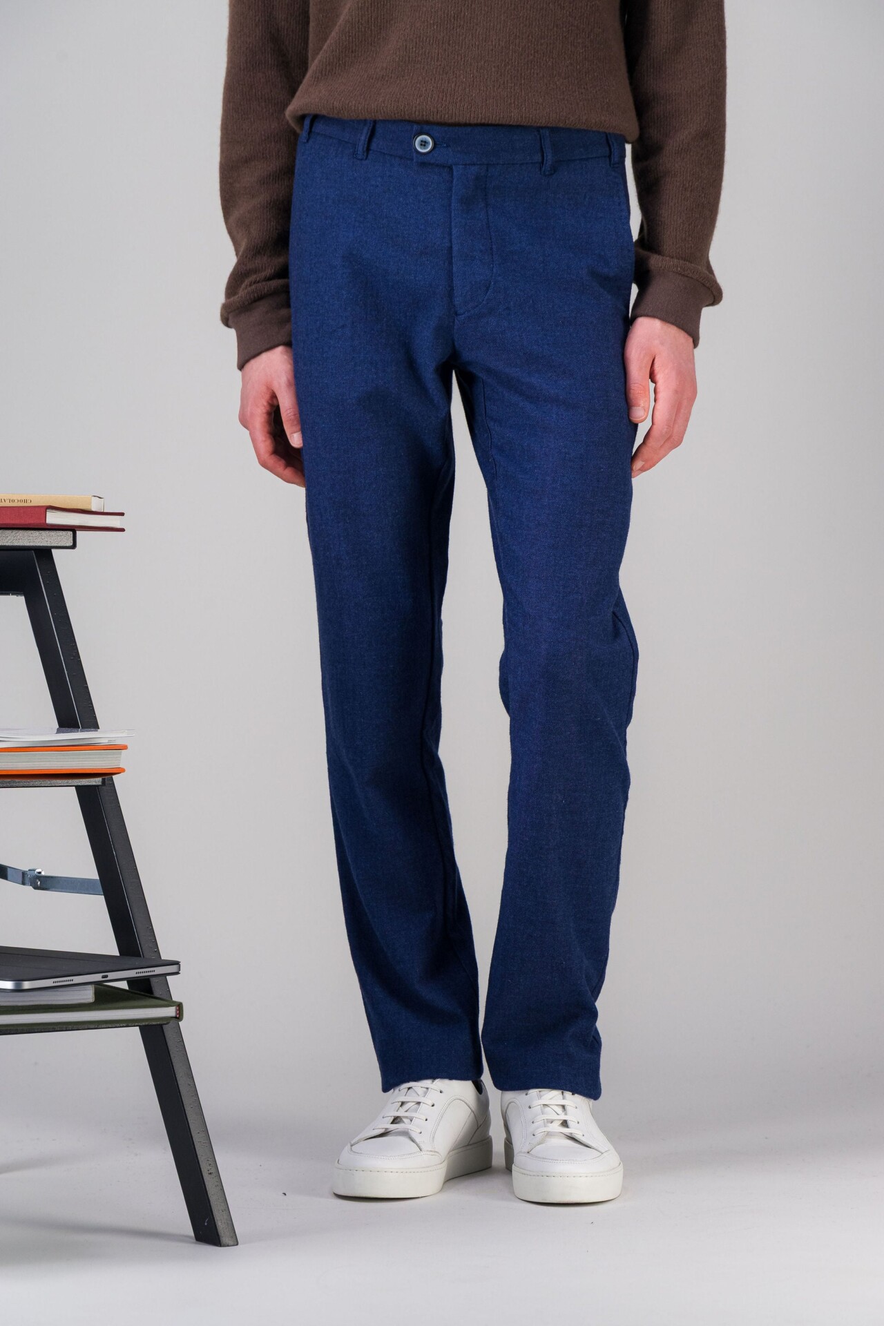 JAGM1901M4008 Low RAW 2 JAGVI. Rive Gauche - Pantalon city coton laine stretch bleu