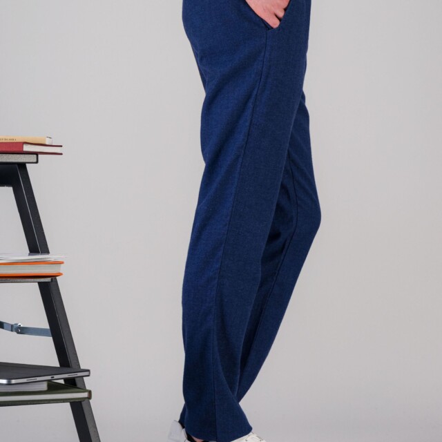 JAGVI. Rive Gauche - Pantalon city coton laine stretch bleu