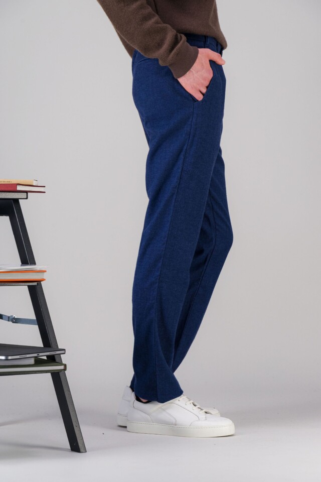 JAGVI. Rive Gauche - Pantalon city coton laine stretch bleu