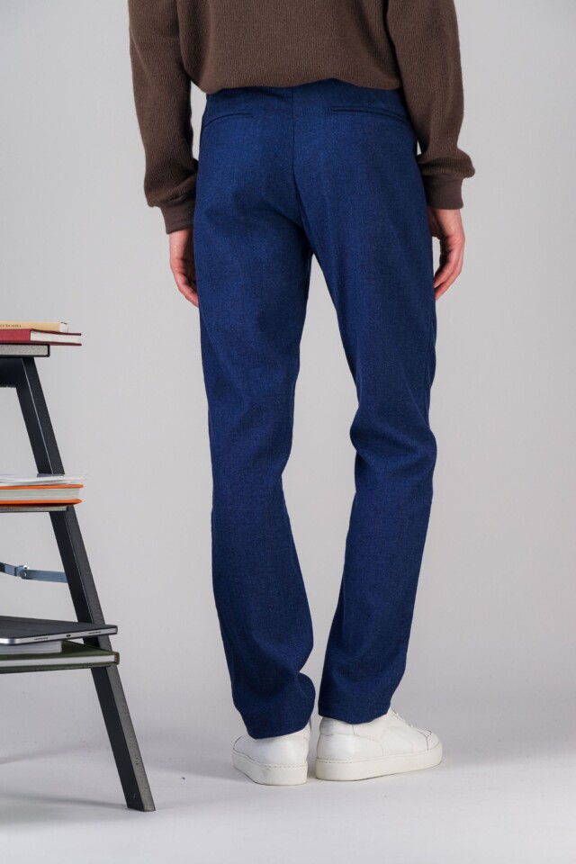 JAGVI. Rive Gauche - Pantalon city coton laine stretch bleu