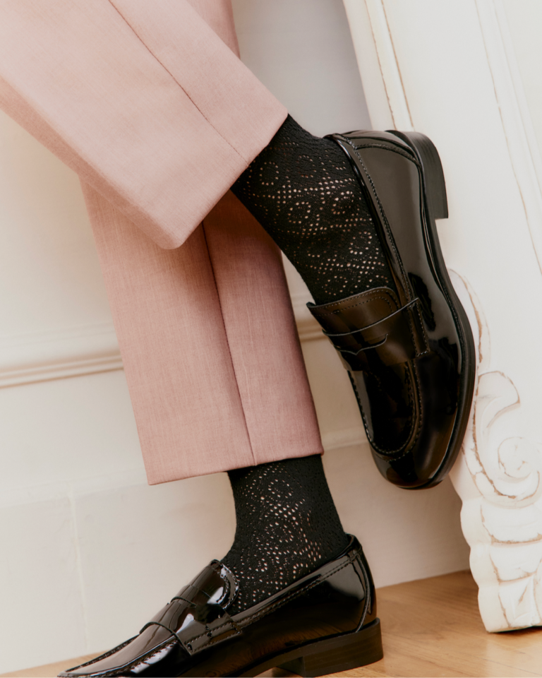 Maison Broussaud - La dentelle - chaussettes femme - coton noir – 39/41 / NOIR