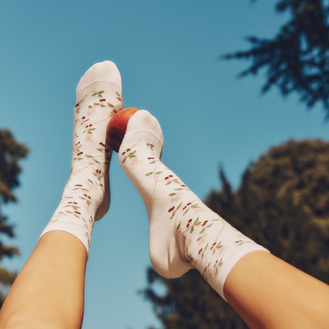 Maison Broussaud - Les cerises - chaussettes femme - coton écru – 39/41 / ECRU